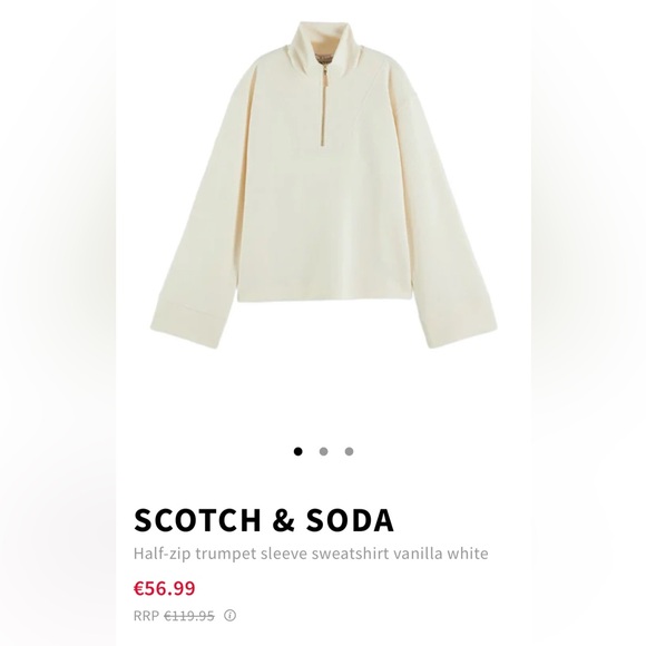 Scotch & Soda half-zip trumpet sleeve sweatshirt in vanilla white - Picture 7 of 7